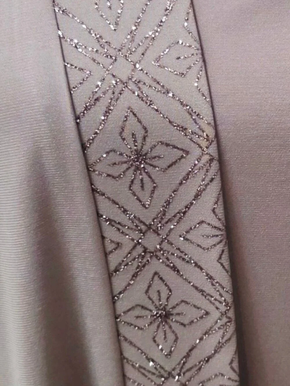 R&M Richards Size 12 Taupe Shimmer Trim Dress & Sheer Sleeve Jacket Set EUC
